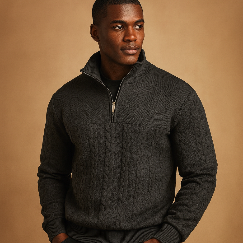 Pullover met kwart rits en relaxed fit voor heren | Ruben