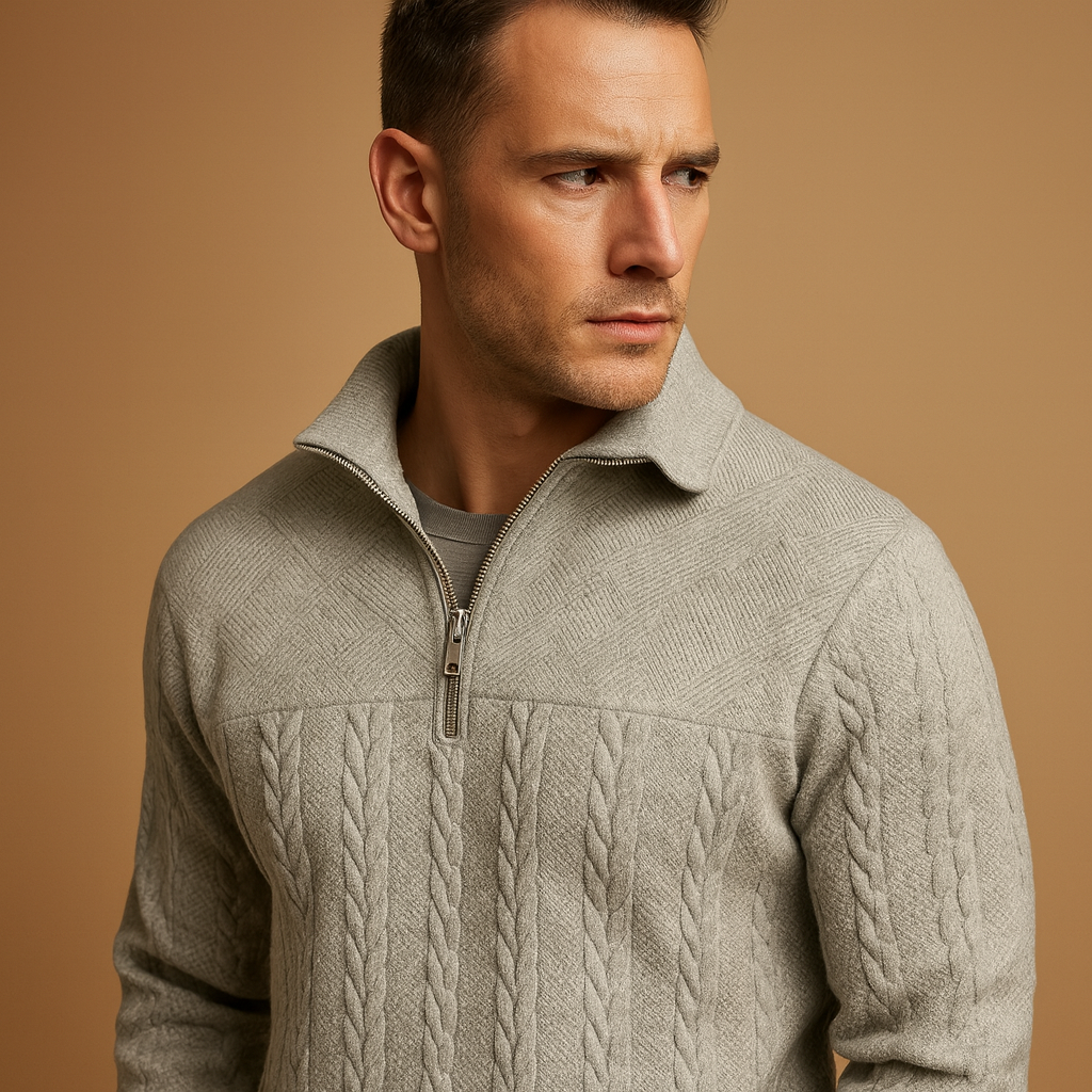 Pullover met kwart rits en relaxed fit voor heren | Ruben