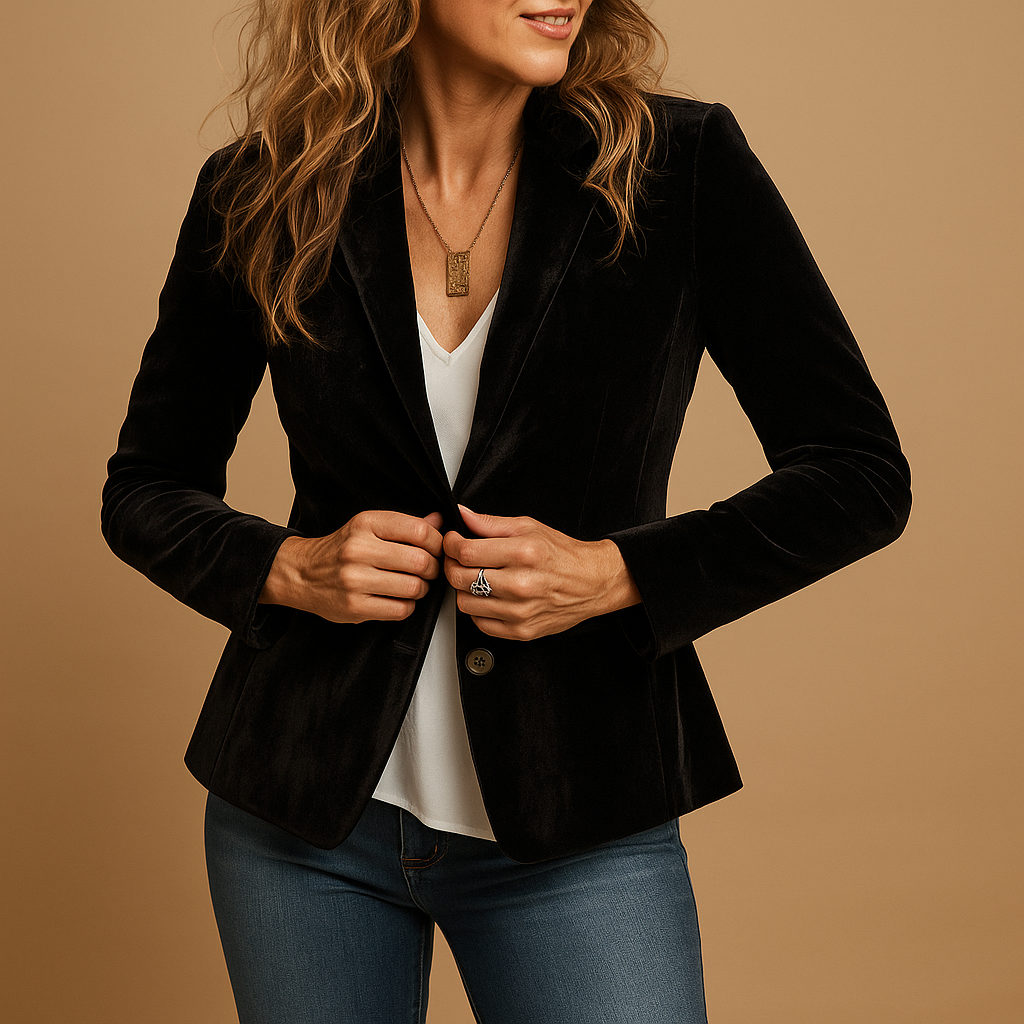 Retro slim-fit blazer met revers en zakken voor dames | Evelien