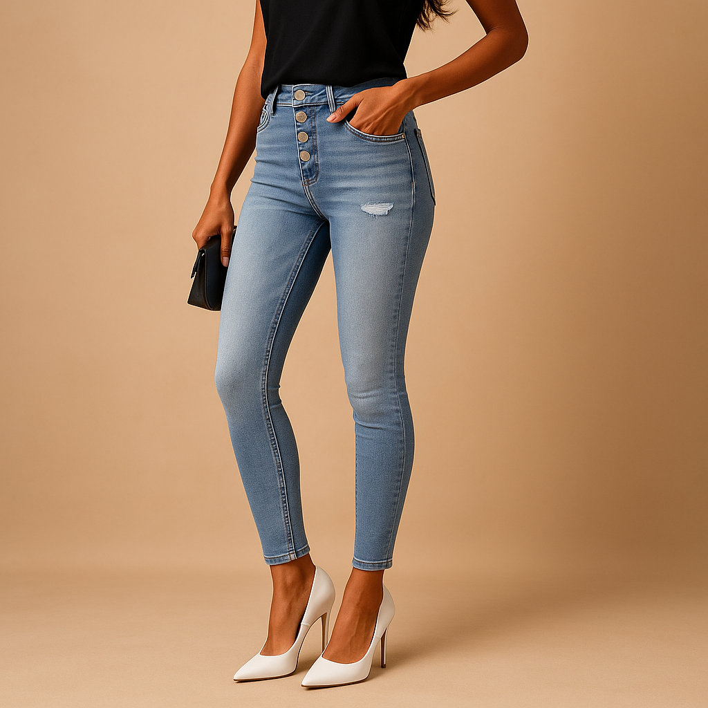 Slim fit ripped jeans voor dames | Mila