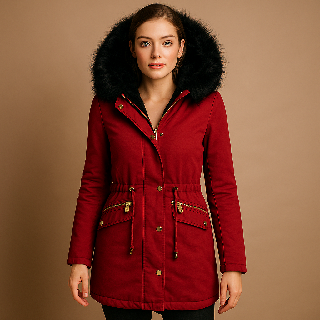 Thermo winterjas met imitatiebont capuchon voor dames | Anouk