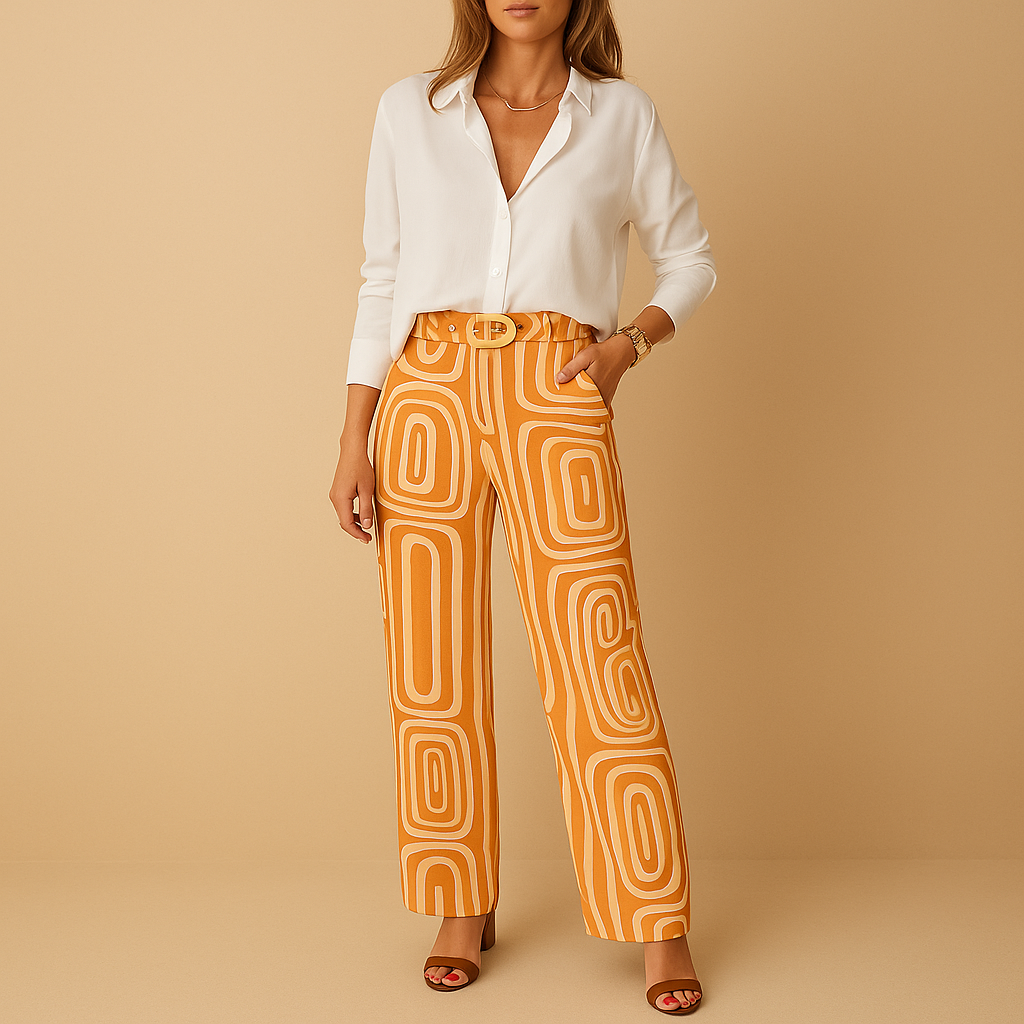 Tijdloze dames set met lange mouwen blouse en broek | Hannelore