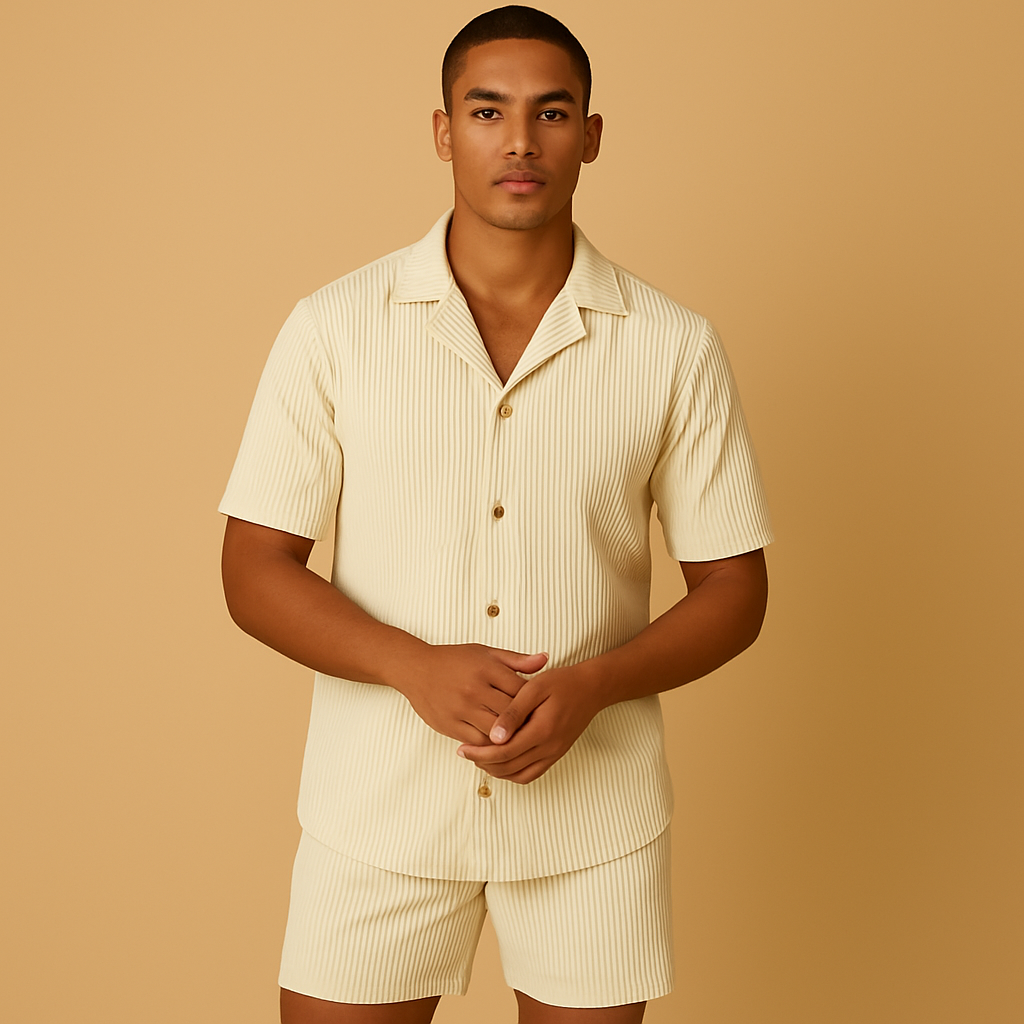 Tweedelige zomeroutfit voor heren met verfijnd design | Bram