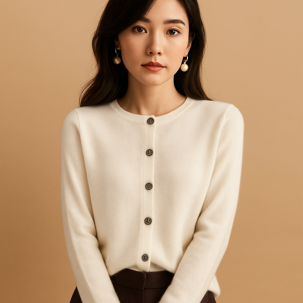 V-hals damescardigan met knopen en lange mouwen | Ilse