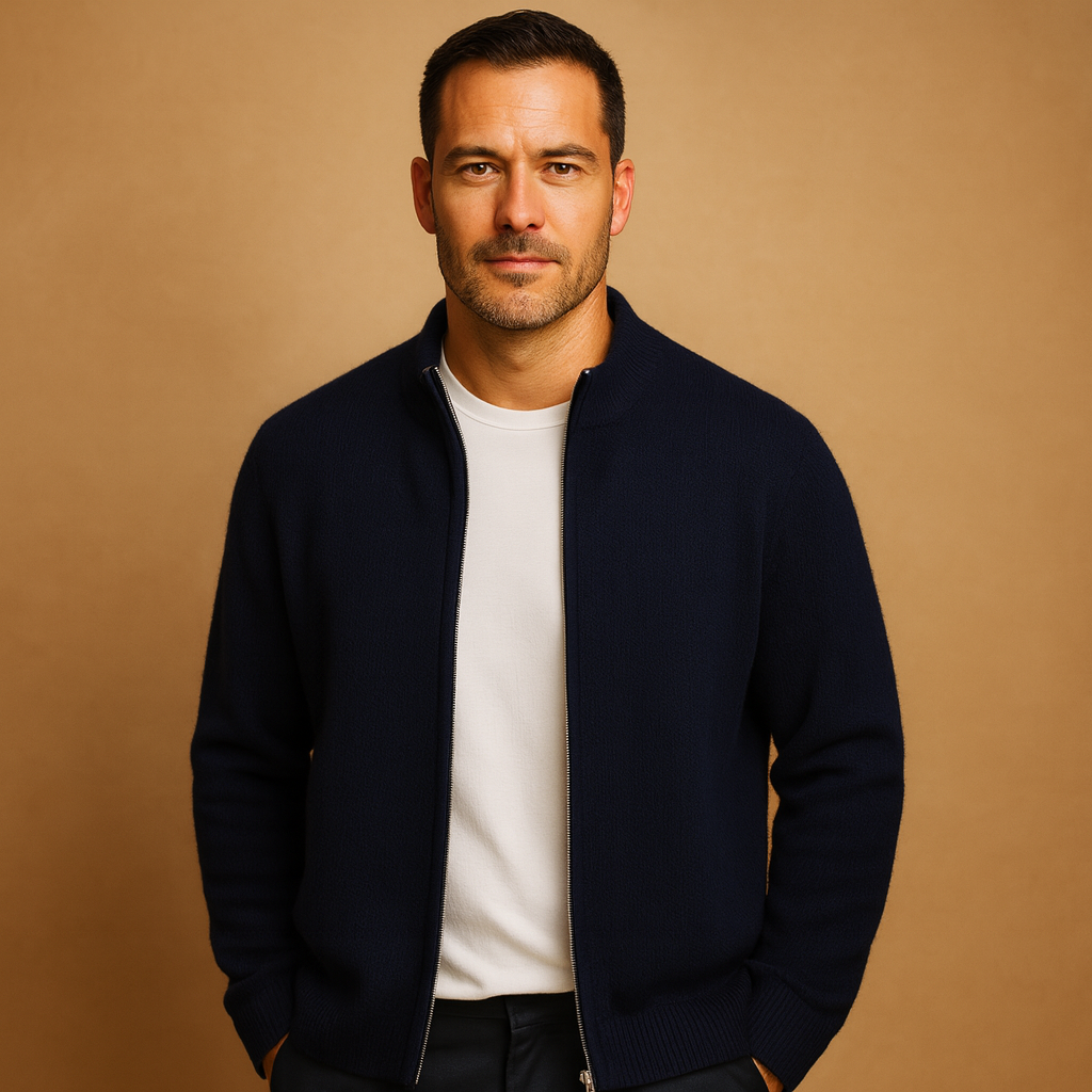 Vest met rits en gebreide kraag voor heren | Ruben