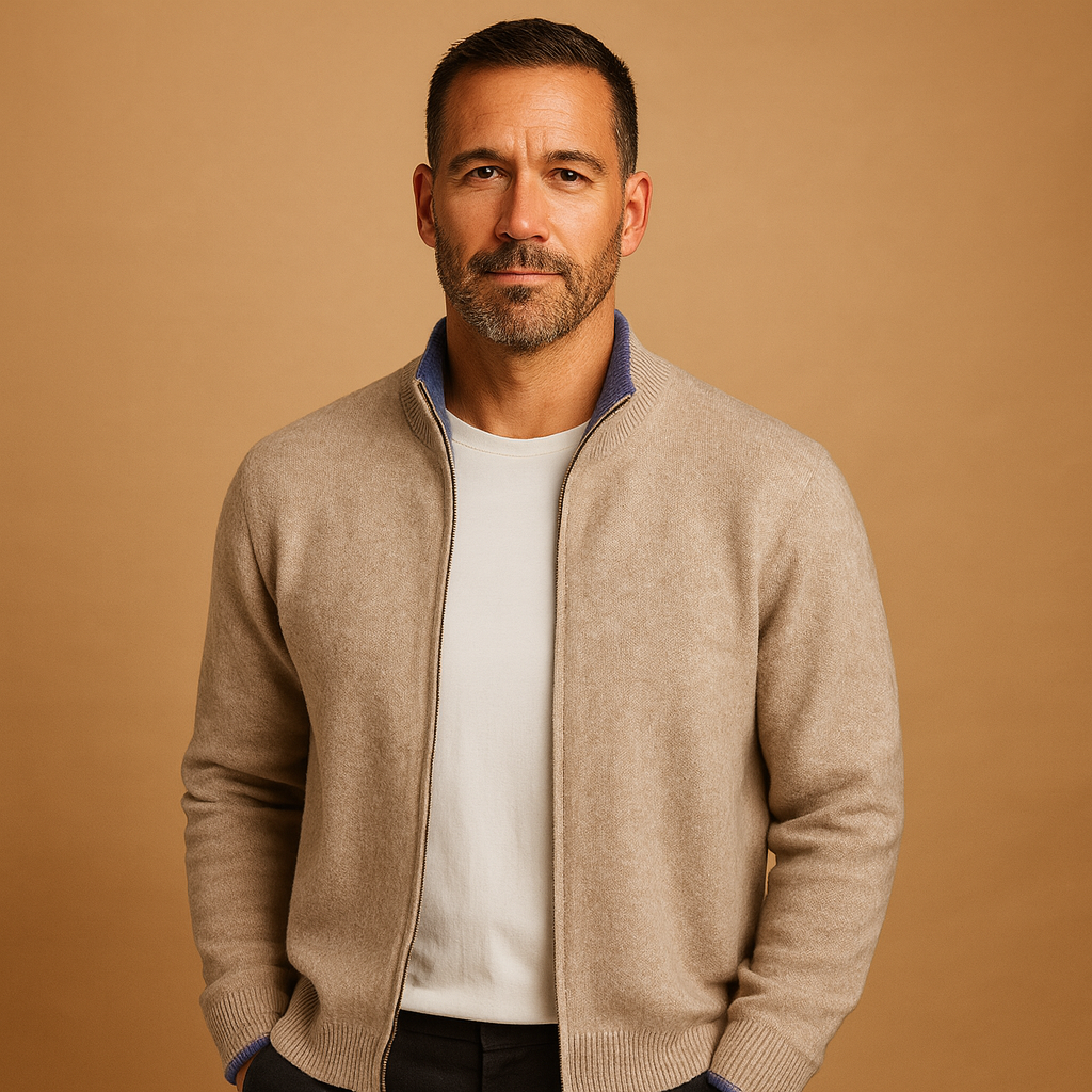 Vest met rits en gebreide kraag voor heren | Ruben