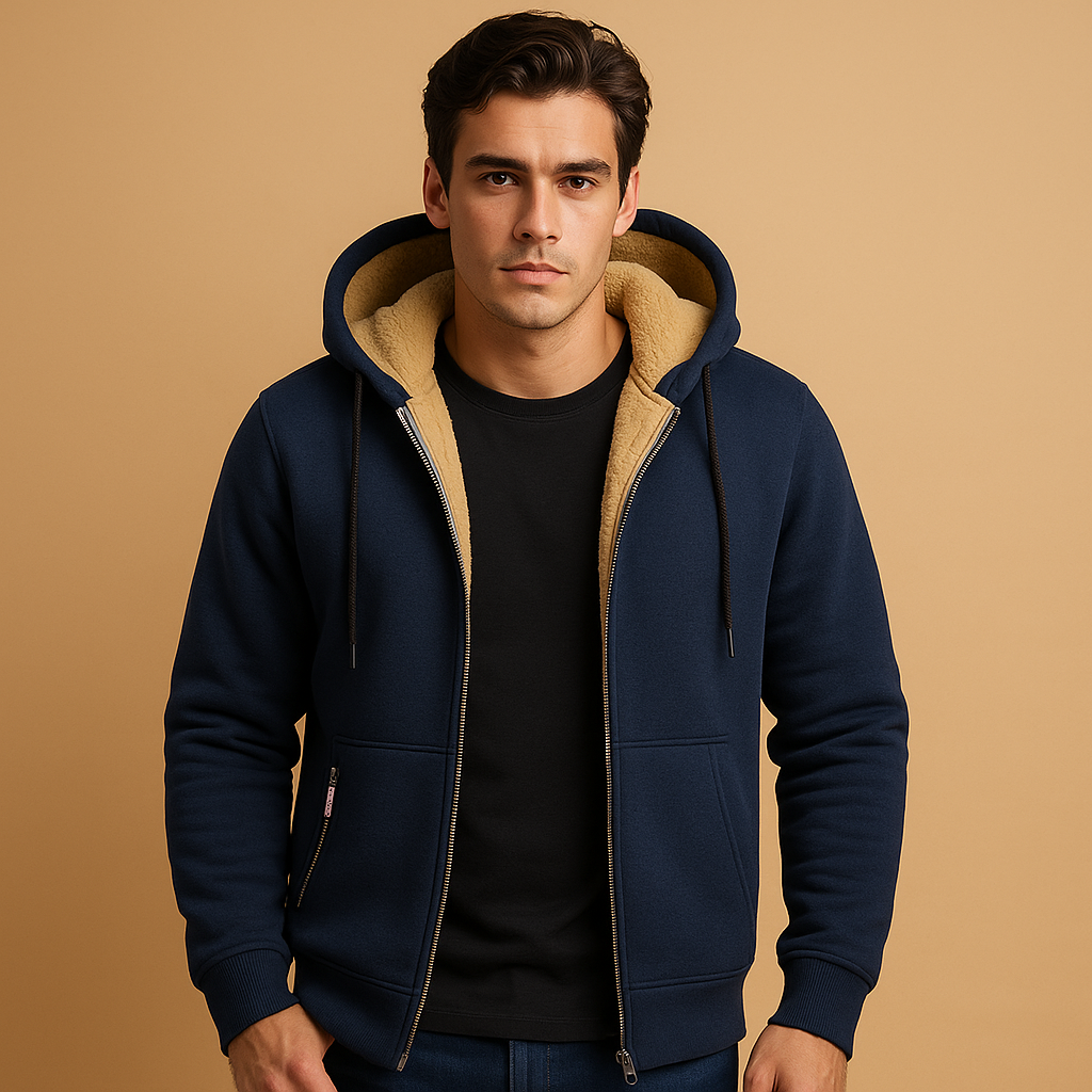Warme hoodie met rits en capuchon voor heren | Koen