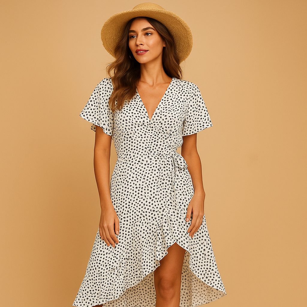 Wikkeljurk met speelse print voor dames | Mila