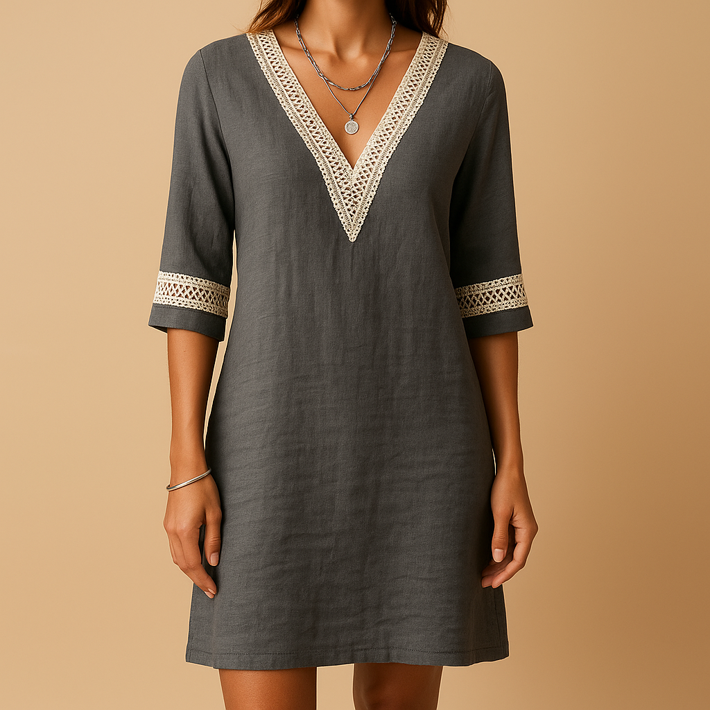 Zomerjurk met V-hals en kanten details voor dames | Elvira