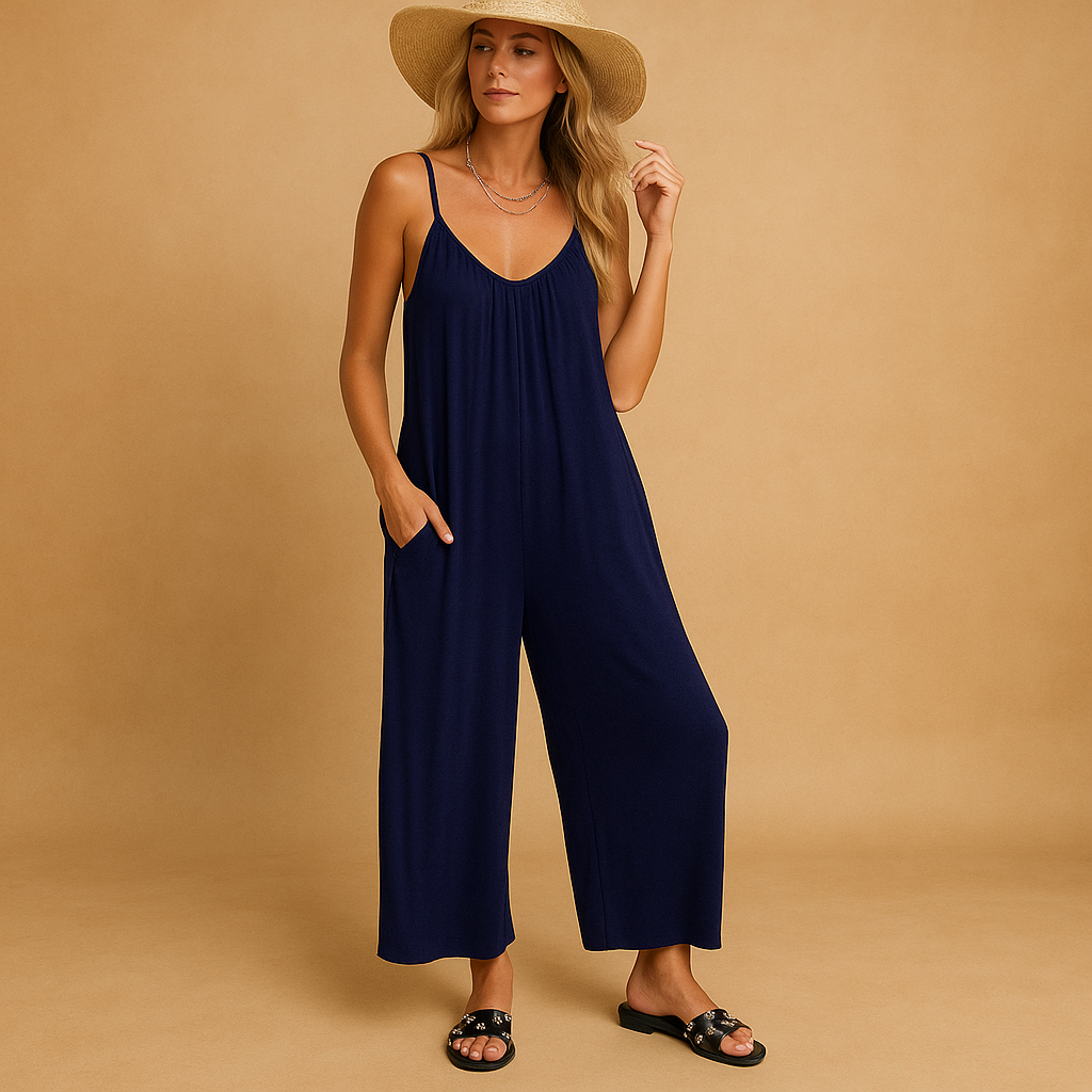 Zomerse mouwloze jumpsuit met verstelbare bandjes voor dames | Elena