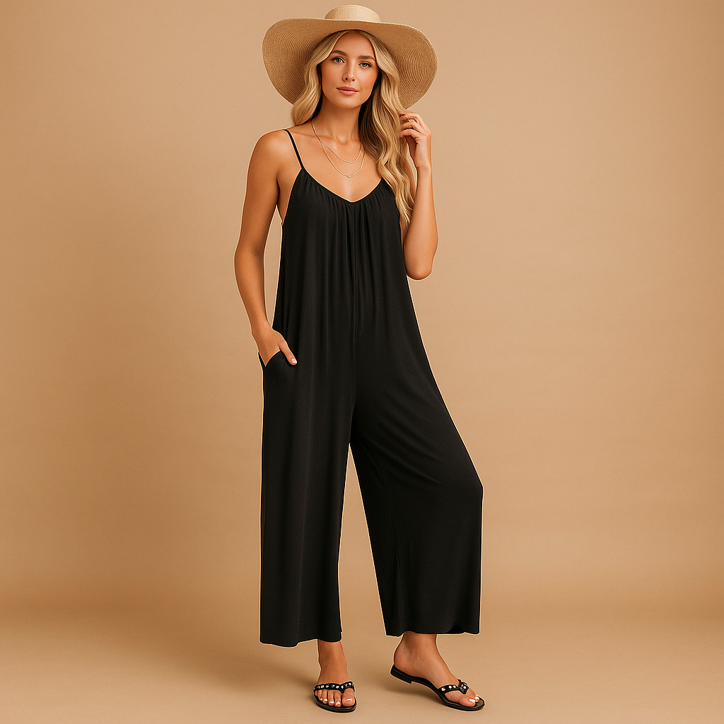 Zomerse mouwloze jumpsuit met verstelbare bandjes voor dames | Elena