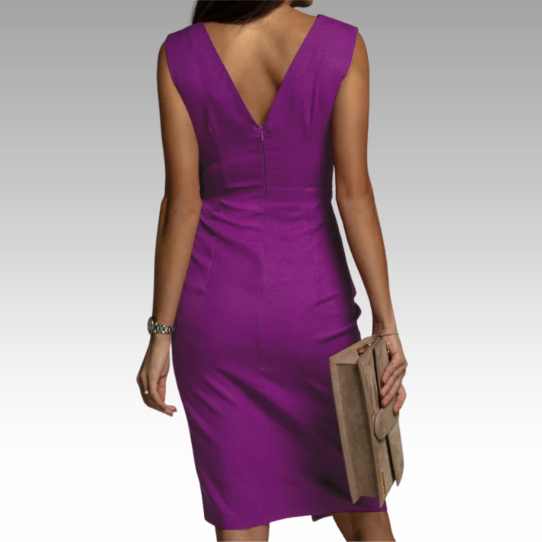 Falado – Elegante, figuuraccentuerende jurk met V-hals en split