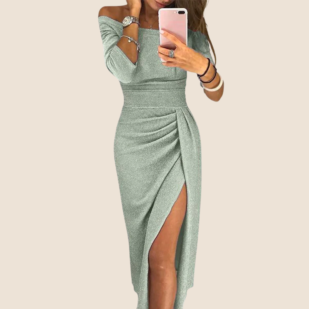 Zenviro - Chique maxi-jurk met halternek en elegante, soepel vallende pasvorm