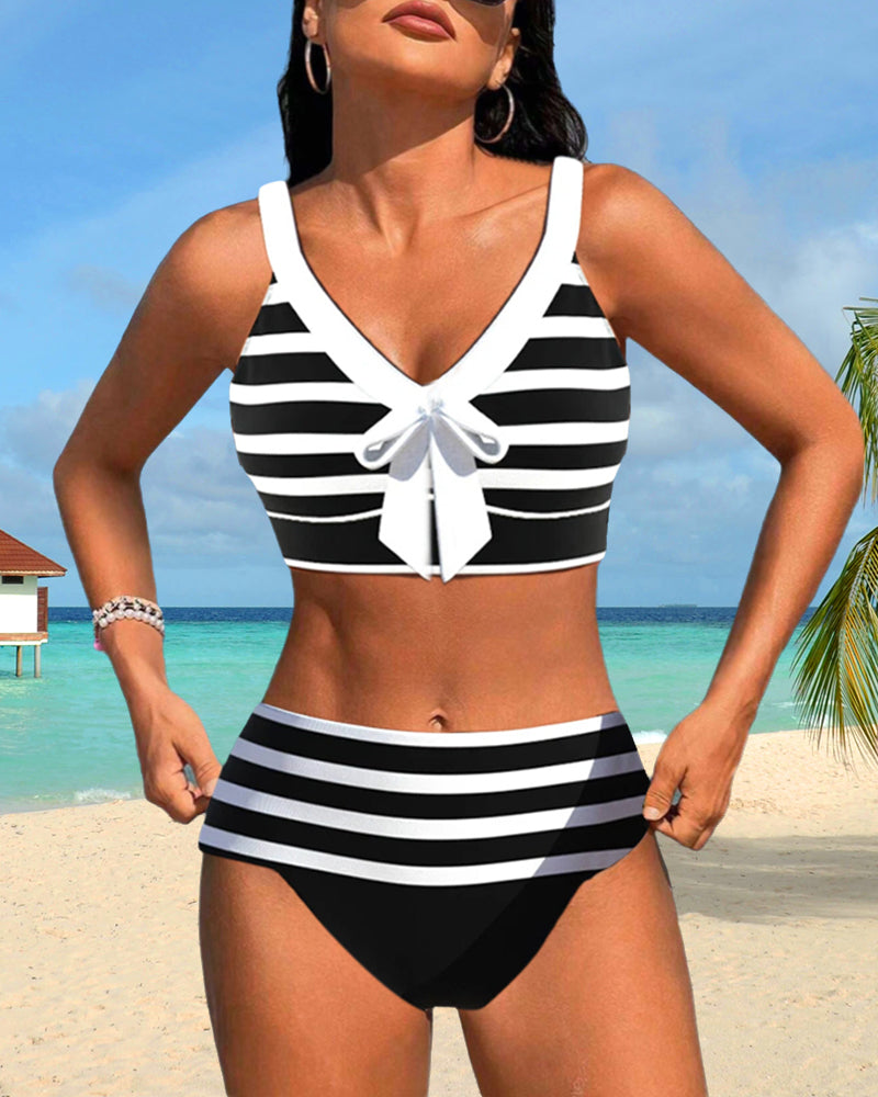 Zenviro® | Gestreepte bikini met hoge taille
