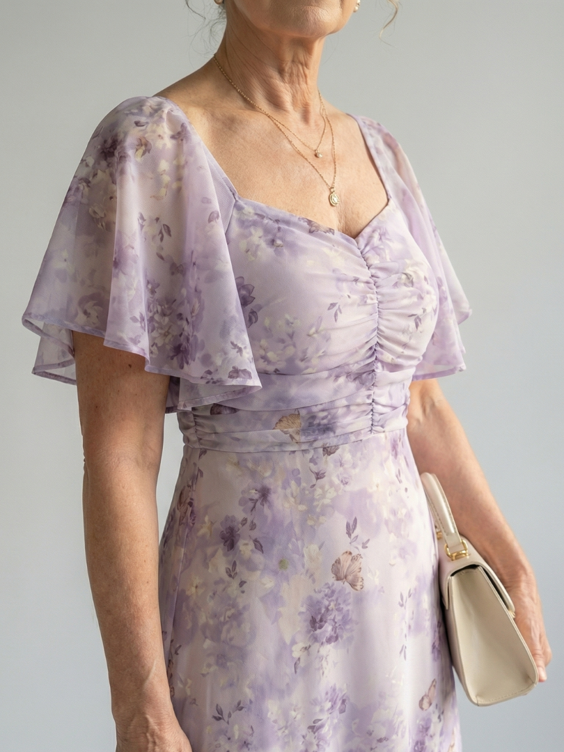 Vivian | Vlindermouw Midi Jurk