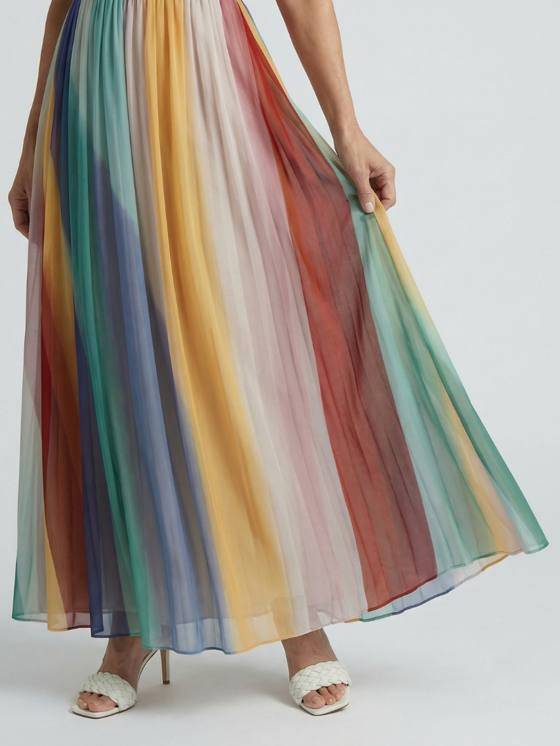Serene | Licht Gestreepte Maxi jurk
