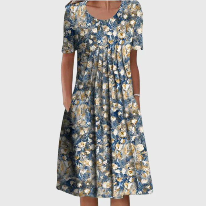 Elegante jurk die de buik bedekt