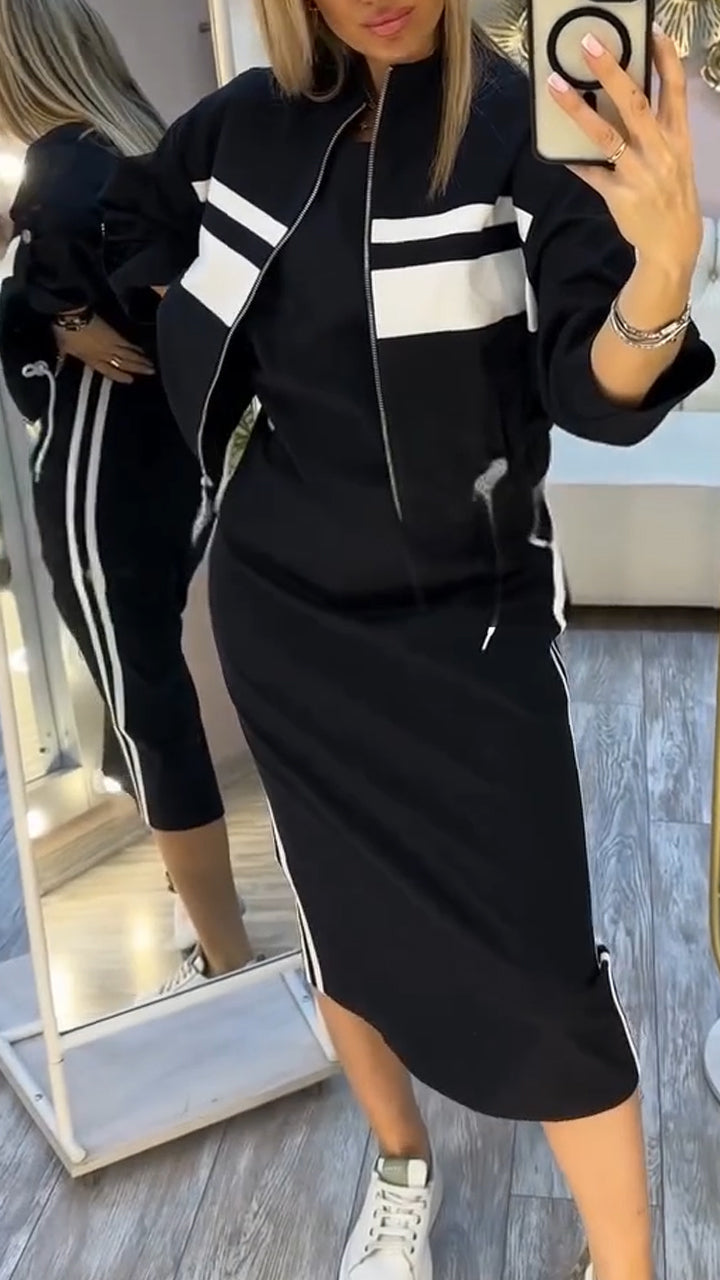 Zenviro™ - Casual en stijlvolle set met jurk met ronde hals en jasje voor dames