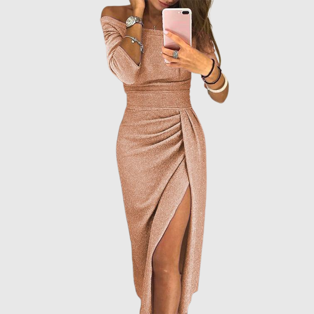 Zenviro - Chique maxi-jurk met halternek en elegante, soepel vallende pasvorm