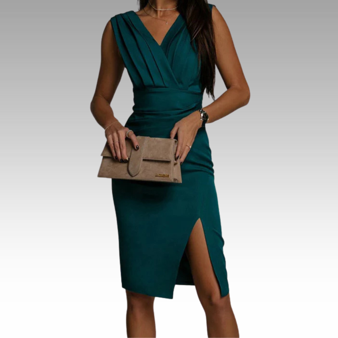Falado – Elegante, figuuraccentuerende jurk met V-hals en split