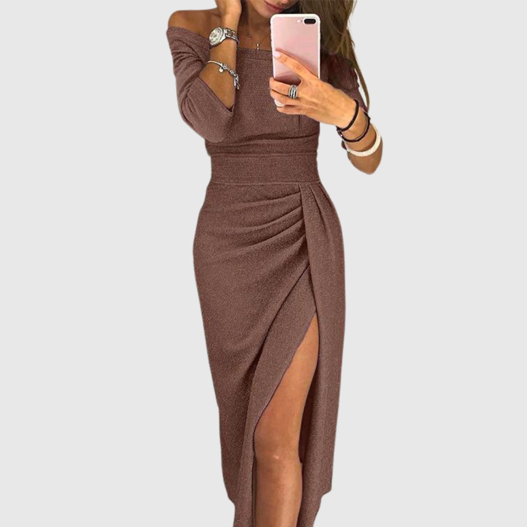 Zenviro - Chique maxi-jurk met halternek en elegante, soepel vallende pasvorm