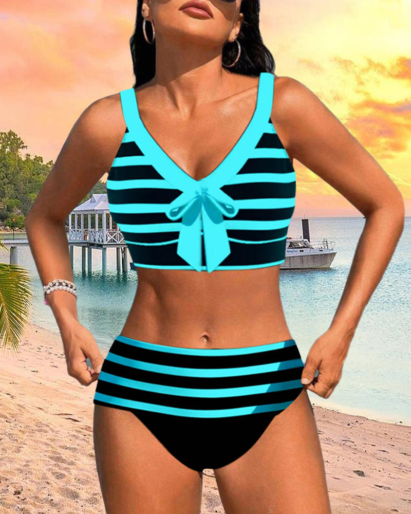 Zenviro® | Gestreepte bikini met hoge taille