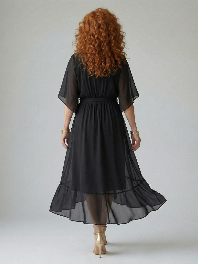 Erica | Licht Gedrapeerde Midi Jurk