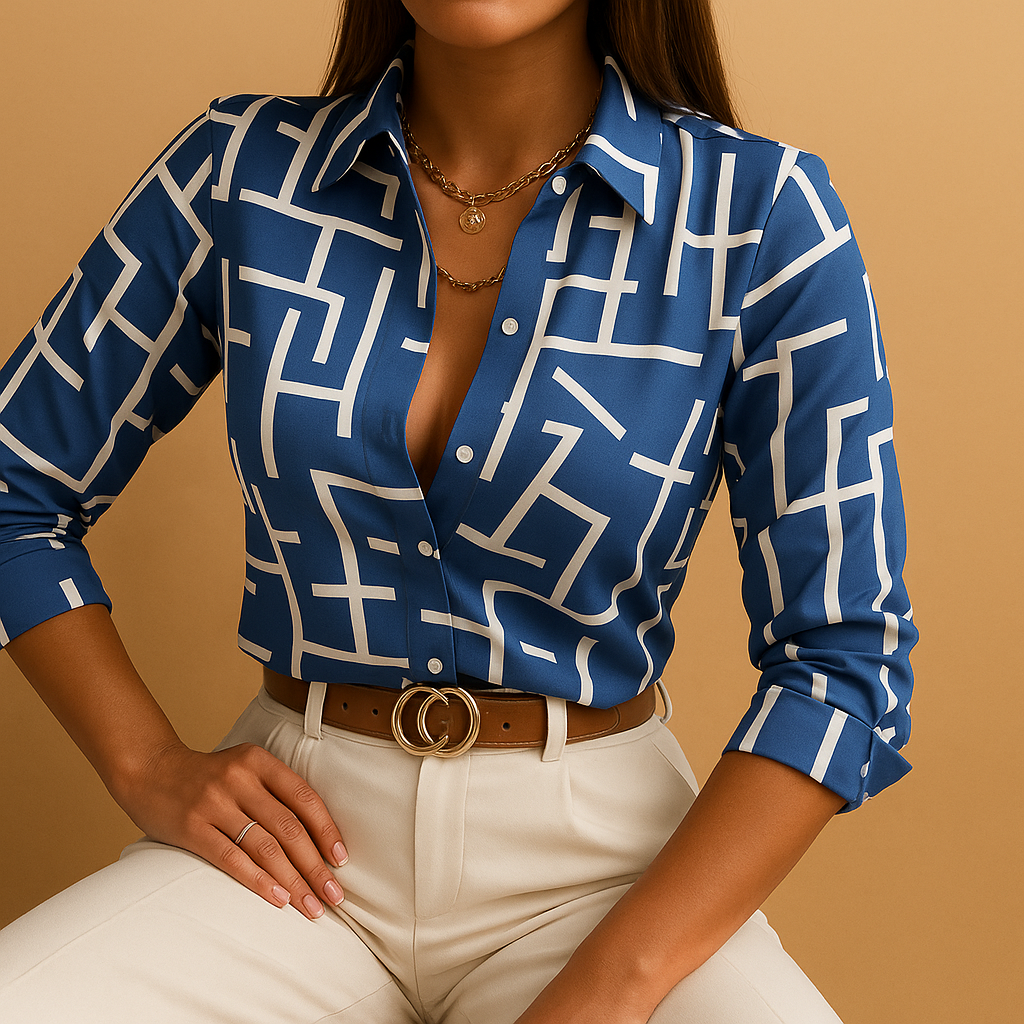 Blouse met kleurrijke print voor dames | Veerle