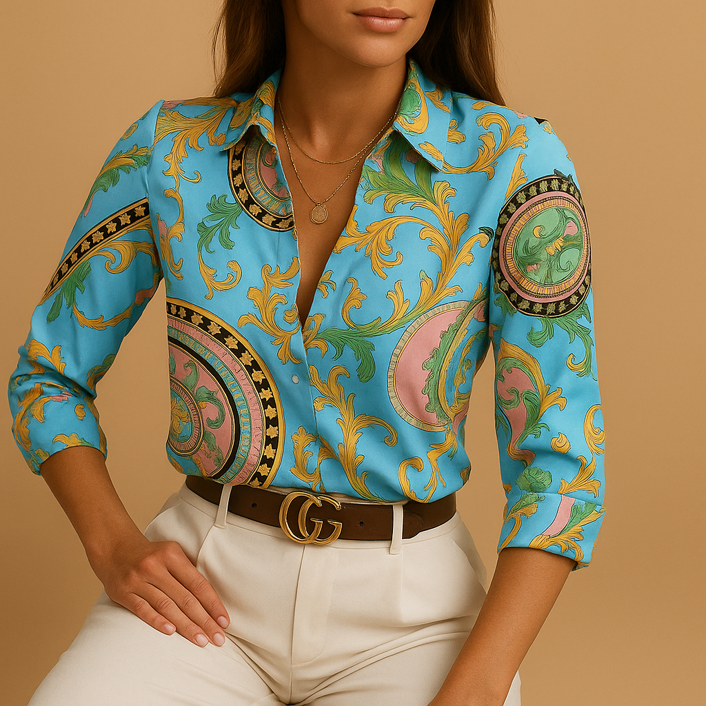 Blouse met kleurrijke print voor dames | Veerle