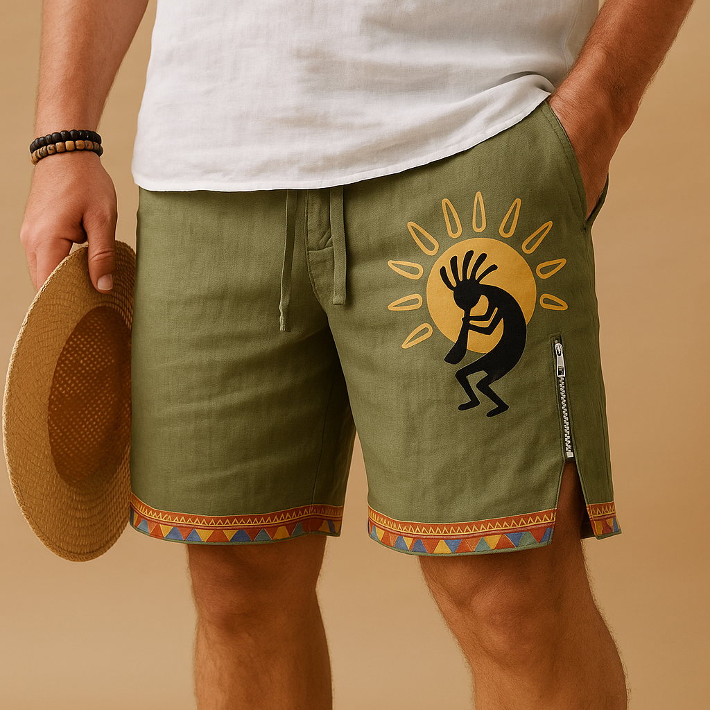 Korte broek met print en elastische taille voor heren | Daan