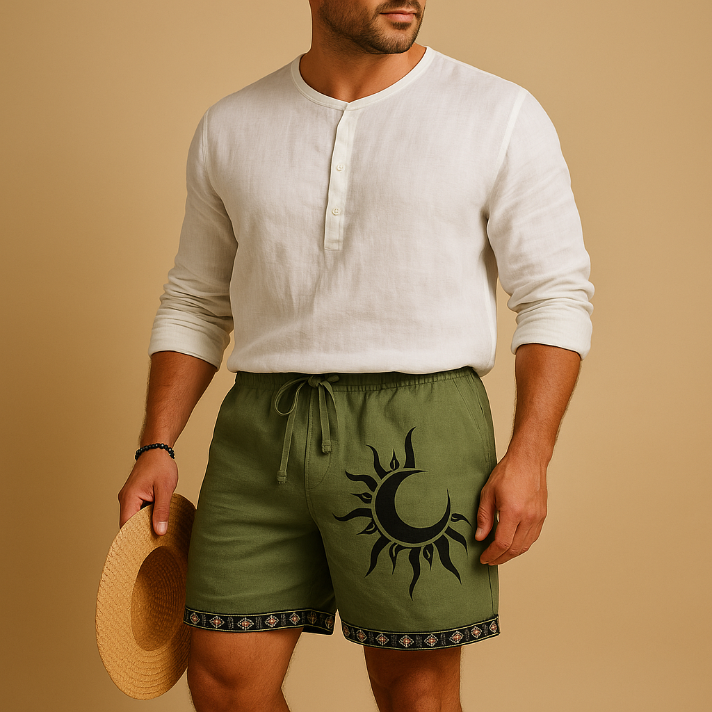 Korte broek met print en elastische taille voor heren | Daan