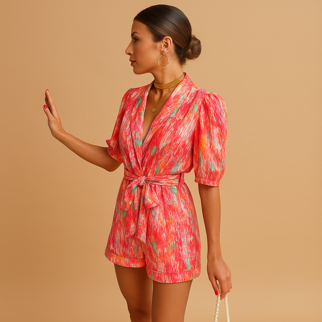 Korte jumpsuit dames met riem en flatterende pasvorm | Mila