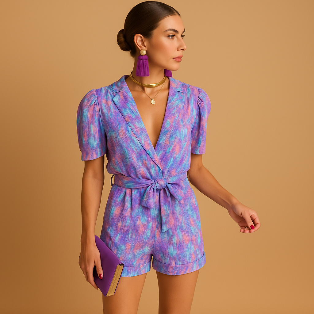 Korte jumpsuit dames met riem en flatterende pasvorm | Mila