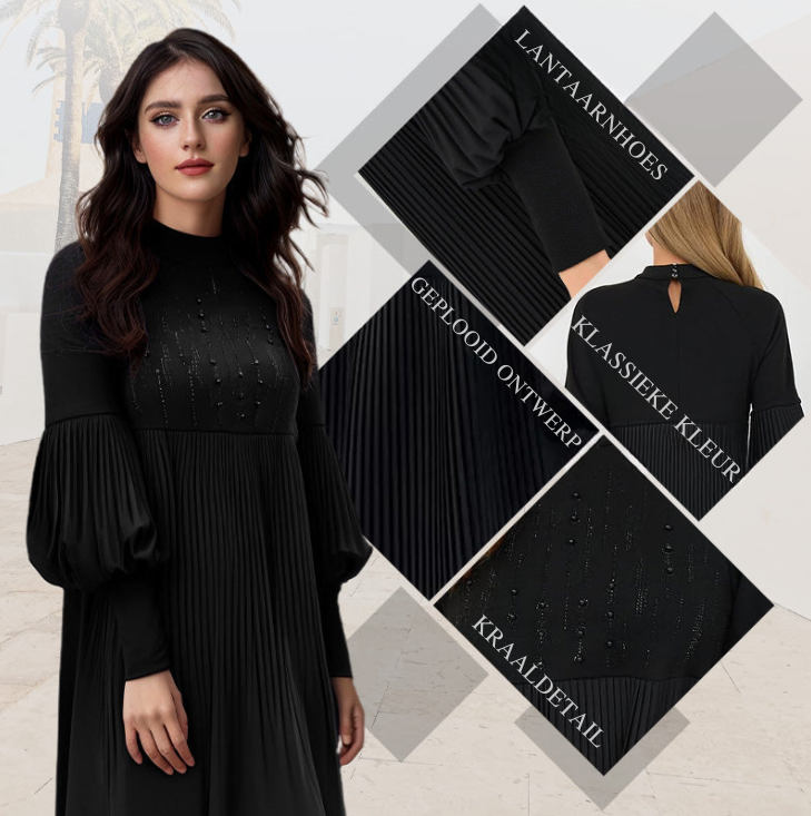 Zenviro - Elegante plisséjurk met lantaarnmouwen voor dames