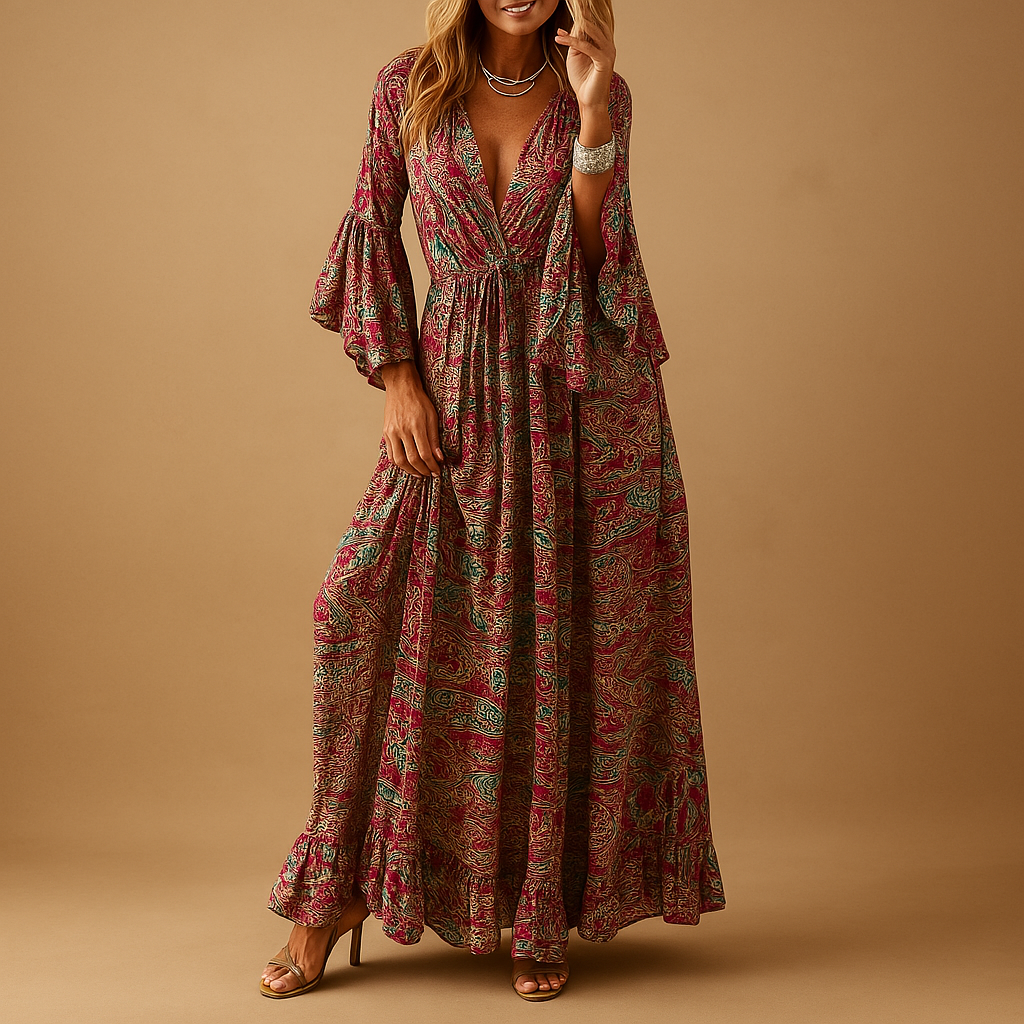 Elise | Lange boho-jurk met elegante pasvorm voor dames