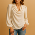 Luchtige chiffon blouse met V-hals en pofmouwen voor dames | Yara