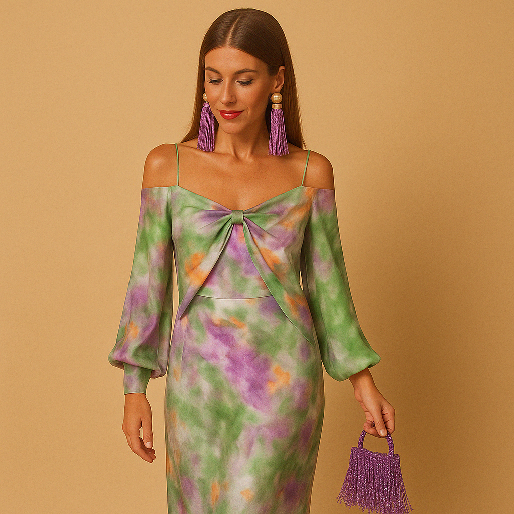 Jade | Geverfde maxi-jurk met diepe V-hals voor dames