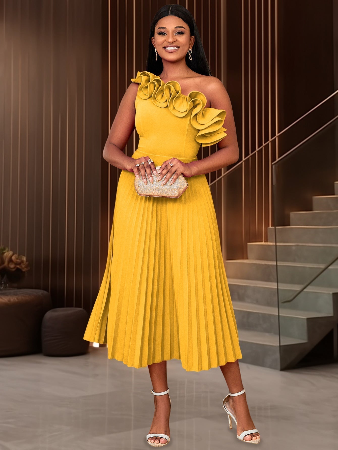 Zenviro - Couture asymmetrische avondjurk met één schouder