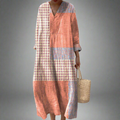 Falado - patchwork midi-jurk met koraal- en sterrenpatroon