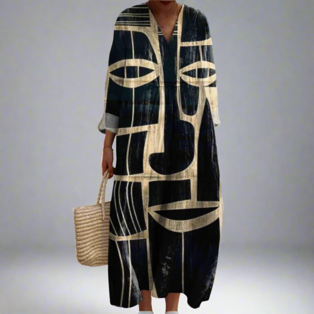 Zenviro™ - Artistieke midi-jurk met tribale invloeden