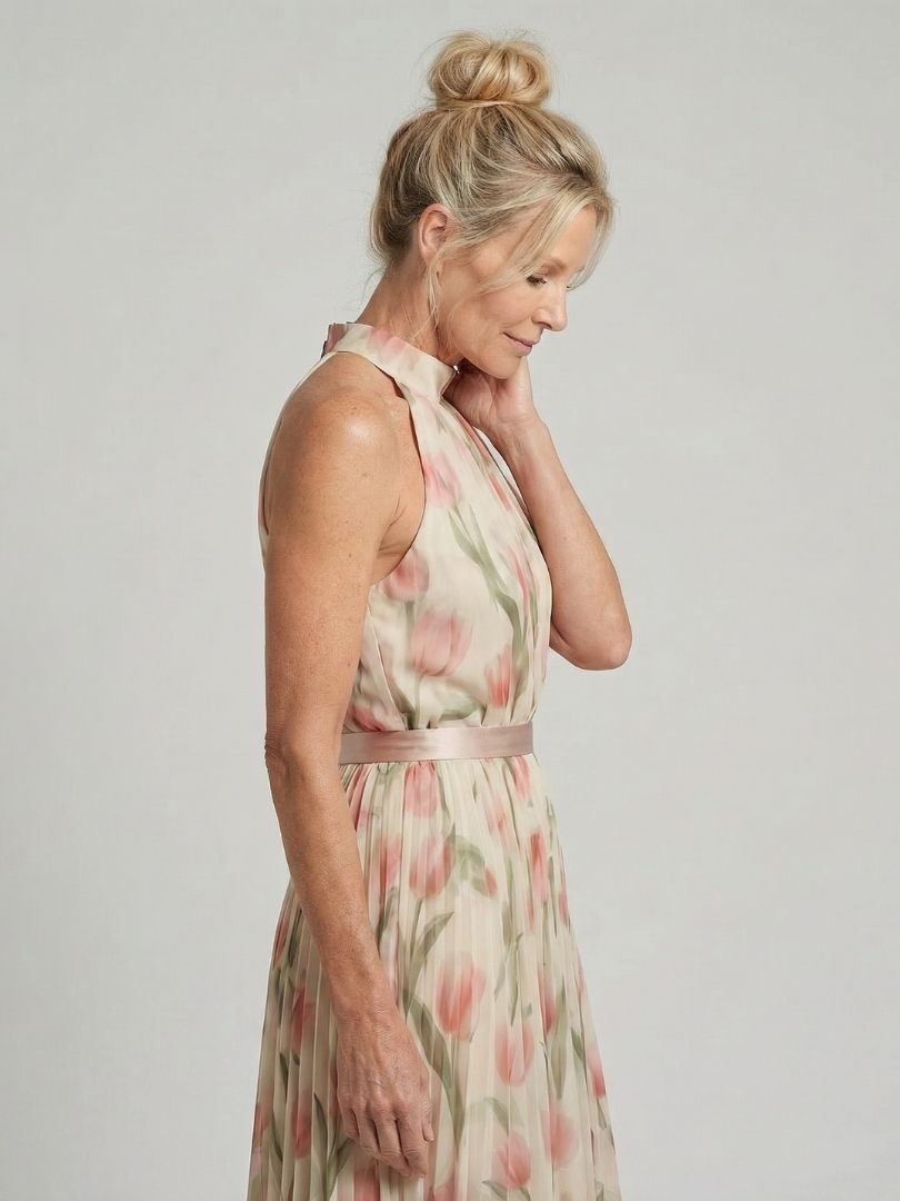 Aurelle | Halter Bloemen Midi Jurk