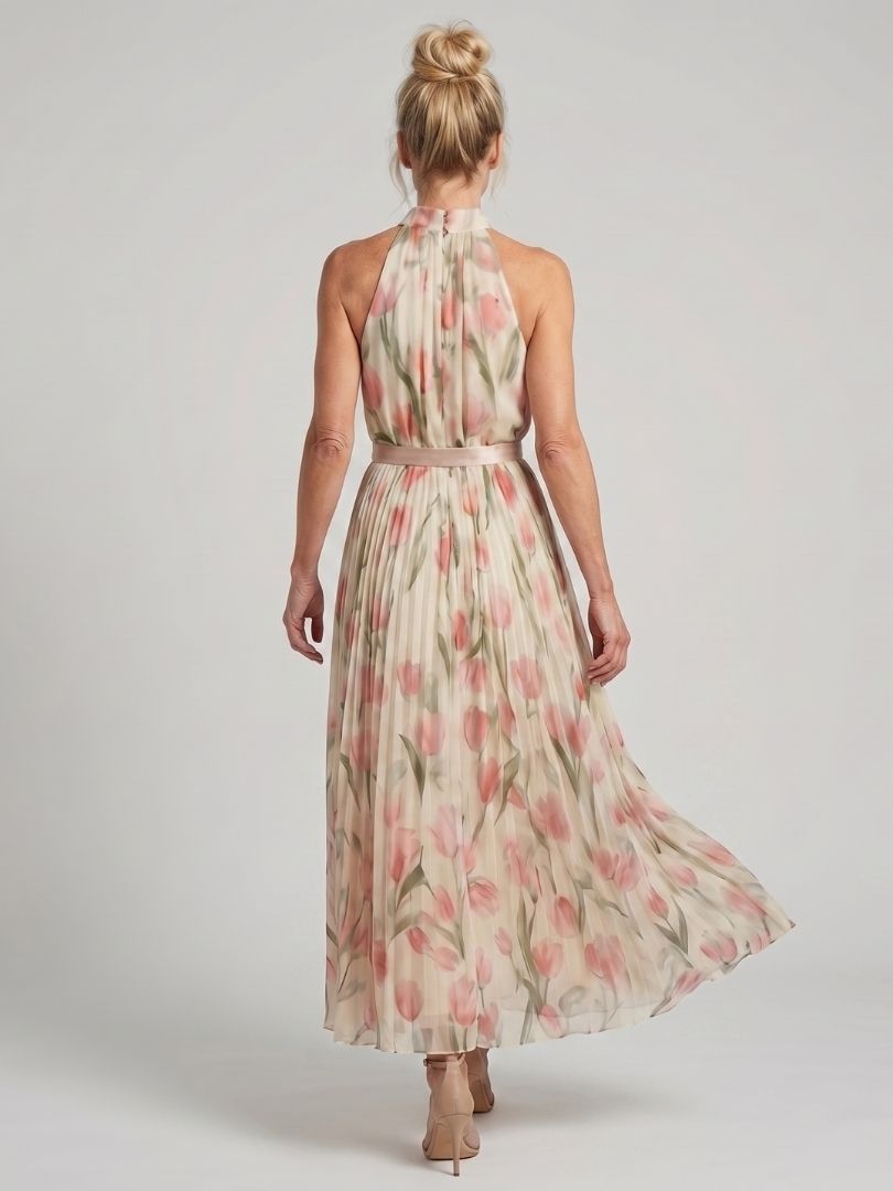 Aurelle | Halter Bloemen Midi Jurk