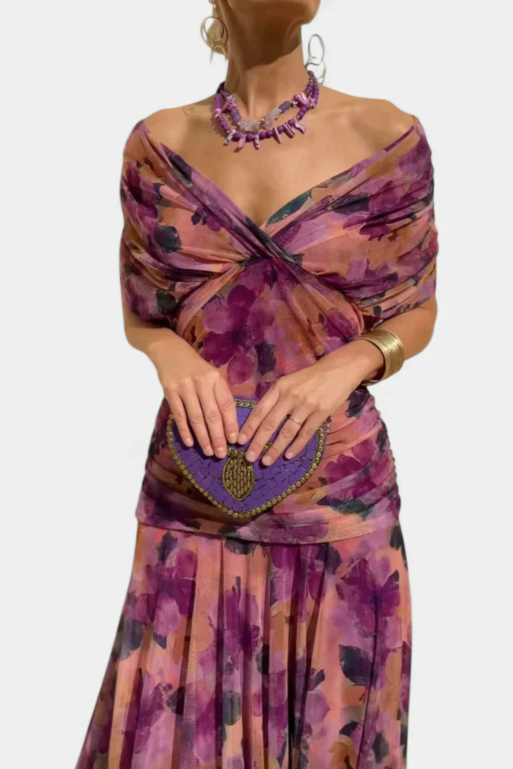 Zenviro - Elegante, soepel vallende midi-jurk met V-hals