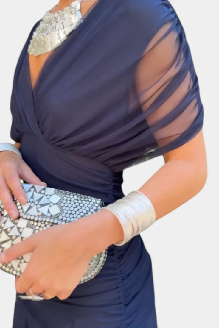 Zenviro - Elegante, soepel vallende midi-jurk met V-hals