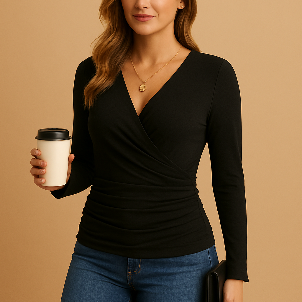 V-hals shirt met lange mouwen voor dames | Yara