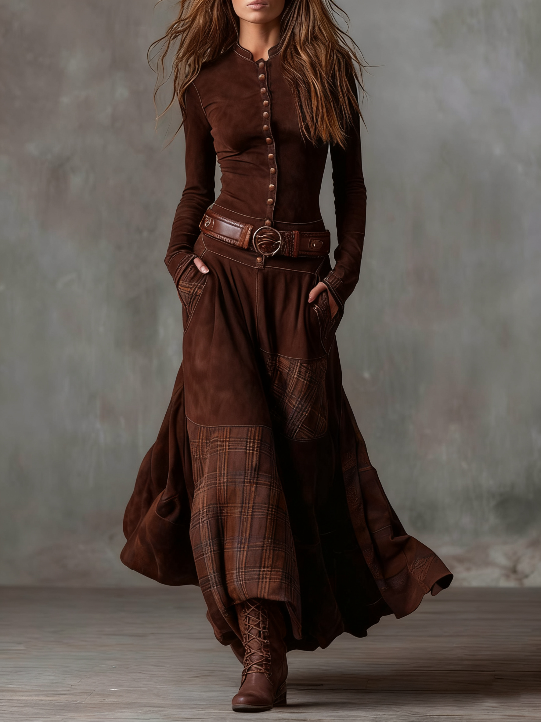Zenviro™ | Michelle suède maxi-jurk