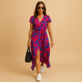 A-lijn zomerjurk met pofmouwen en knoopdetails voor dames | Mare