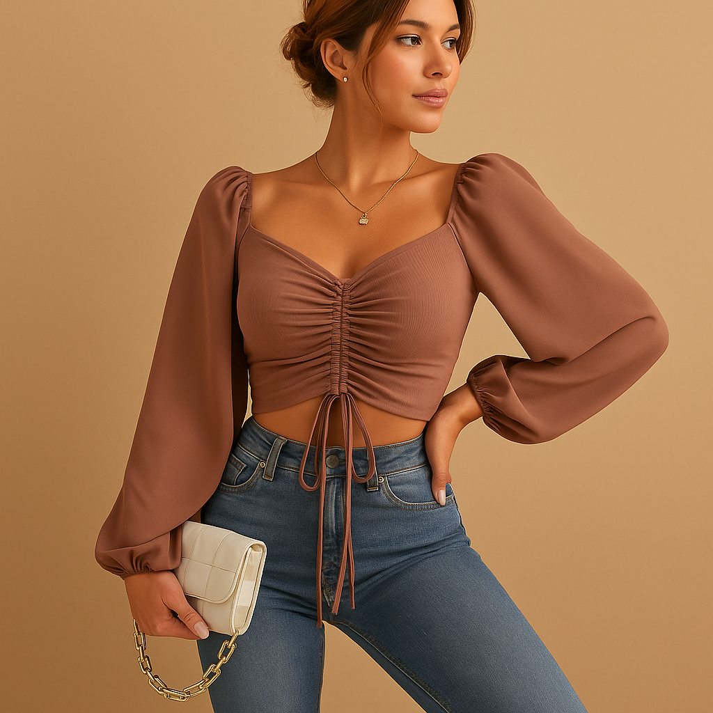 Liva | Aansluitende blouse met zoethart halslijn voor dames