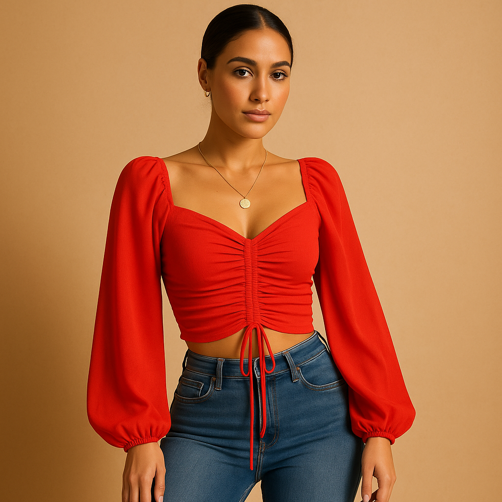 Liva | Aansluitende blouse met zoethart halslijn voor dames