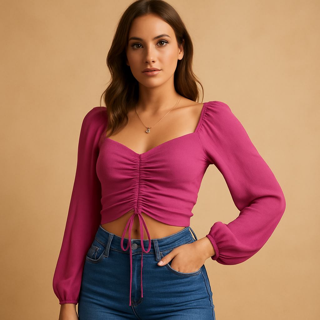 Liva | Aansluitende blouse met zoethart halslijn voor dames